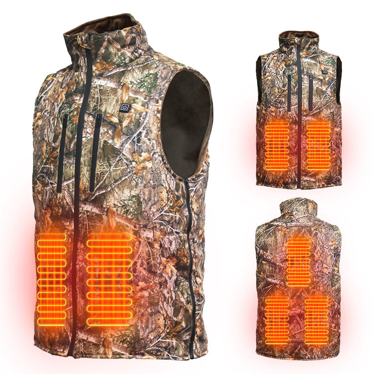 USB charging heating warmth outdoor sports forest camouflage hunting cold proof vest