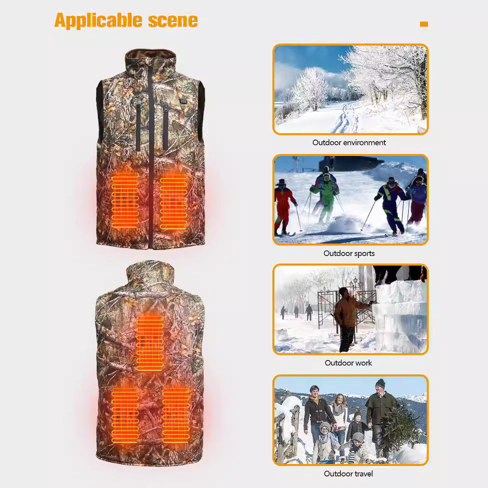 USB charging heating warmth outdoor sports forest camouflage hunting cold proof vest